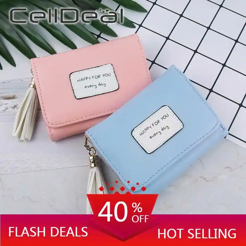 Женская сумка-тоут из искусственной кожи короткий кошелек с кисточкой и карманом