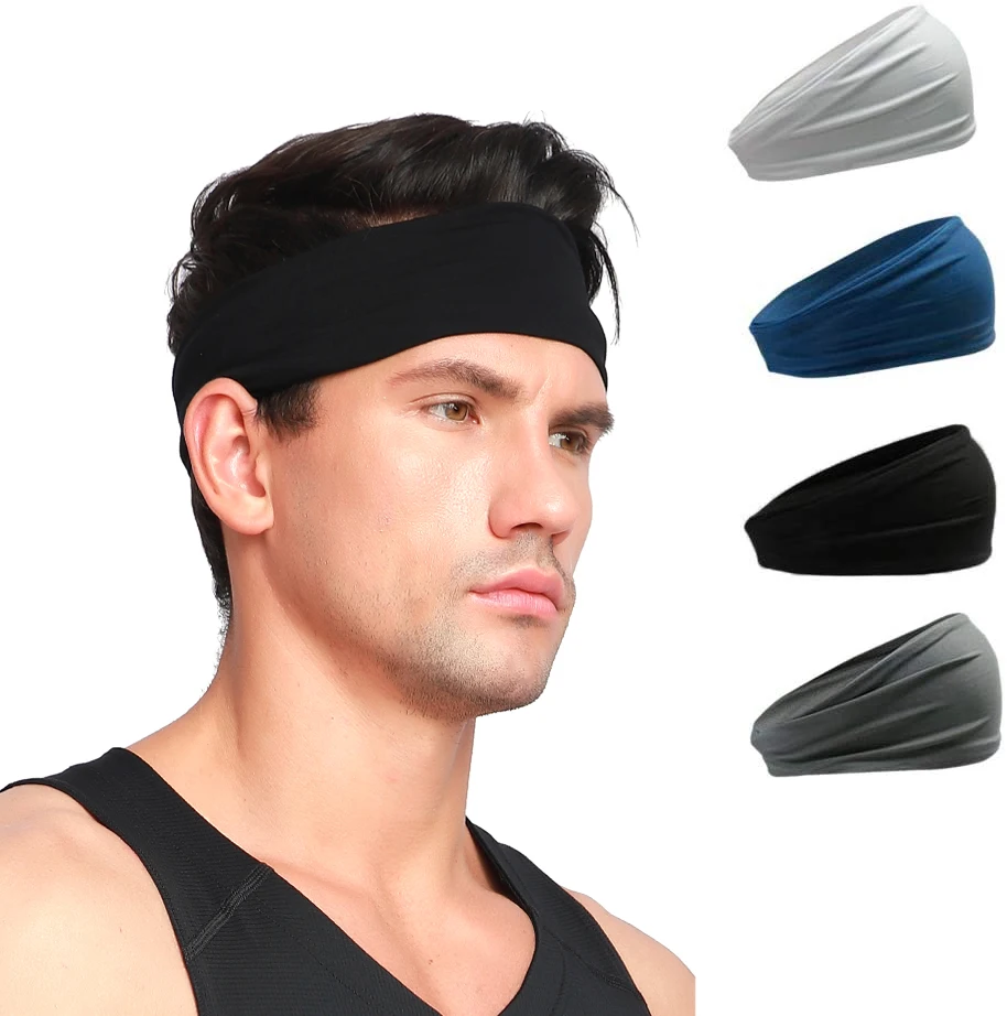 

4PACK Sports Headband,Non-slip Wicking Elastic Lightweight Sweatband Wrist Band Stretchy Bandana Headwear for Yoga Athletic