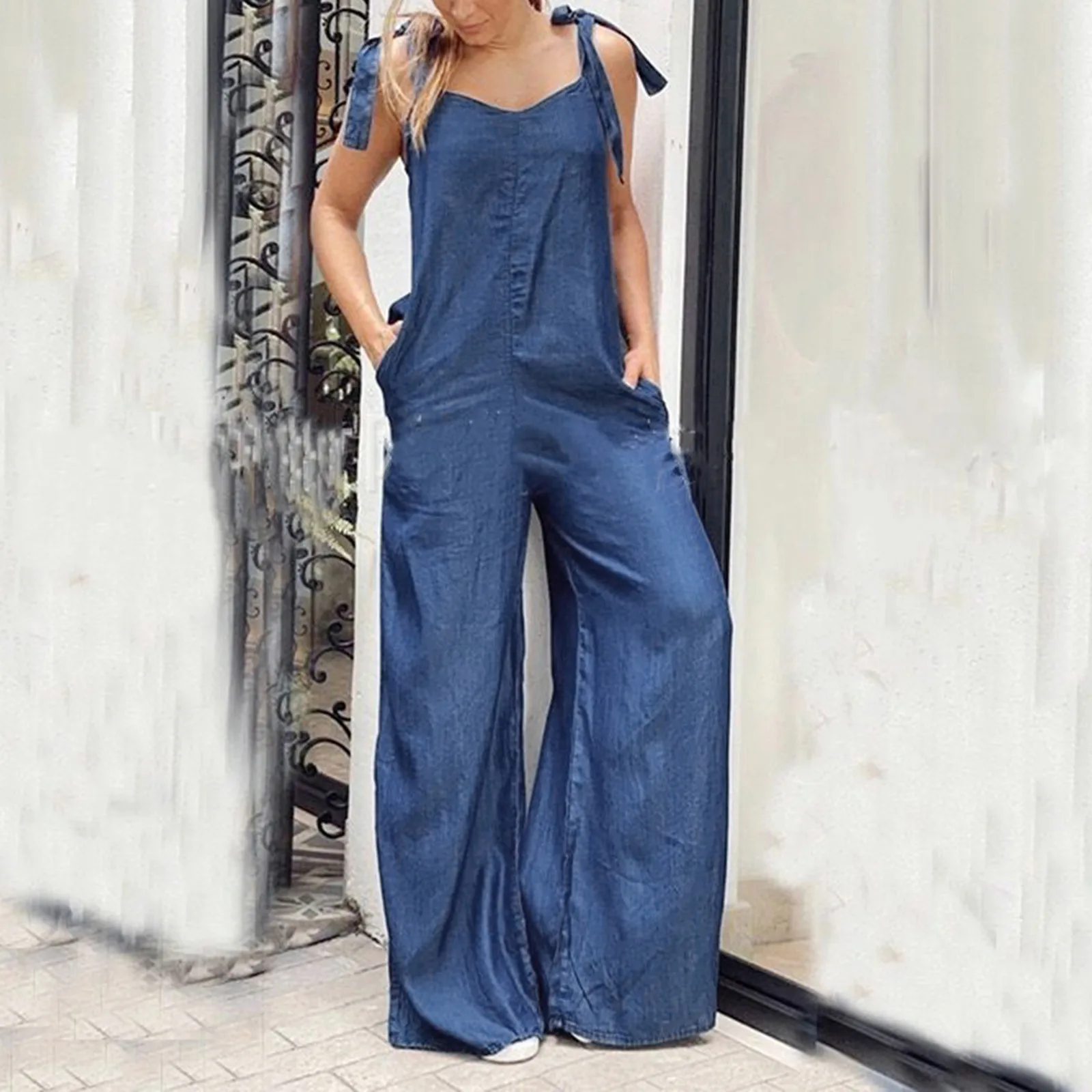 

Women Loose Denim Jumpsuit Summer Casual Wide Leg Pants Dungaree Bib Overalls Oversized Loose-Fit Plus Size Jumpsuits ogrodniczk