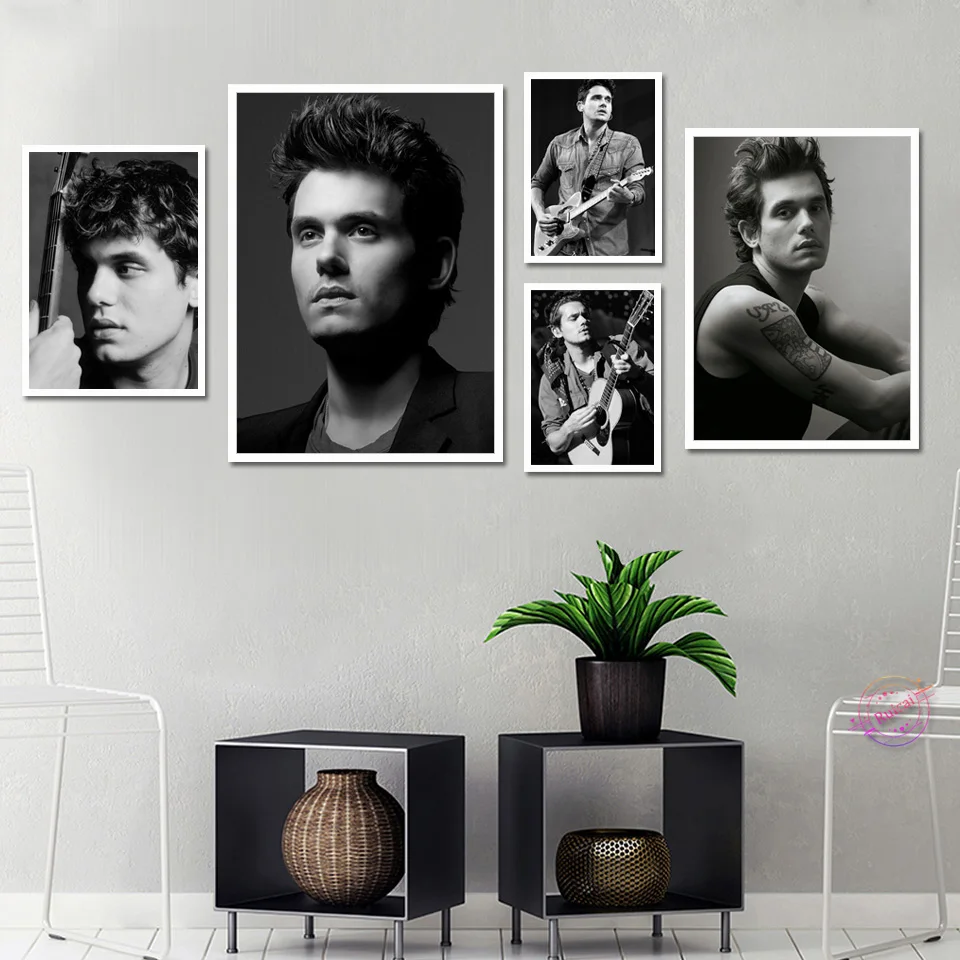

John Mayer Poster Black And White Wall Art Canvas Painting Print Picture For Living Room Decor