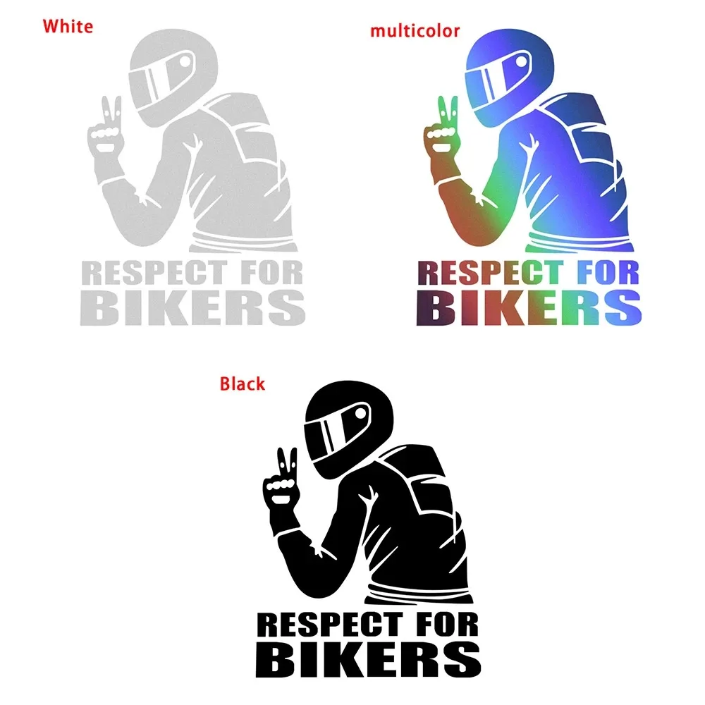 

Respect For Bikers Car Sticker Waterproof Reflective Sticker Decal Funny JDM Vinyl Bike Motorcycle Car Styling Decoration 15*11