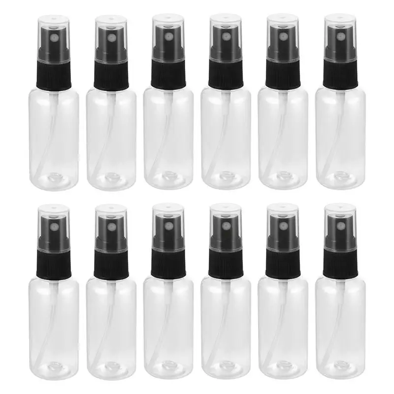 

12 Pcs Portable Travel Bottles Empty Clear Fine Mist Spray Bottles 30ml Liquid Dispensing Spray Bottle(Random Color Spray Cap)