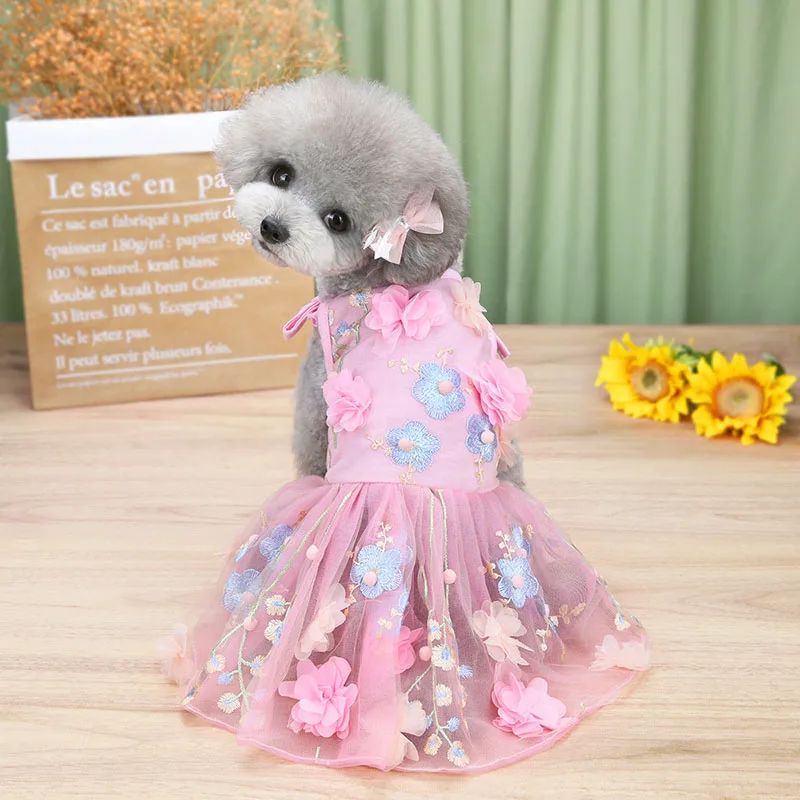 

Dog Dress Embroidered Lace Tutu Wedding Skirt Princess Dress Dog Skirt Luxury Dog Dress for Chihuahua Dog Clothes for Yorkshire