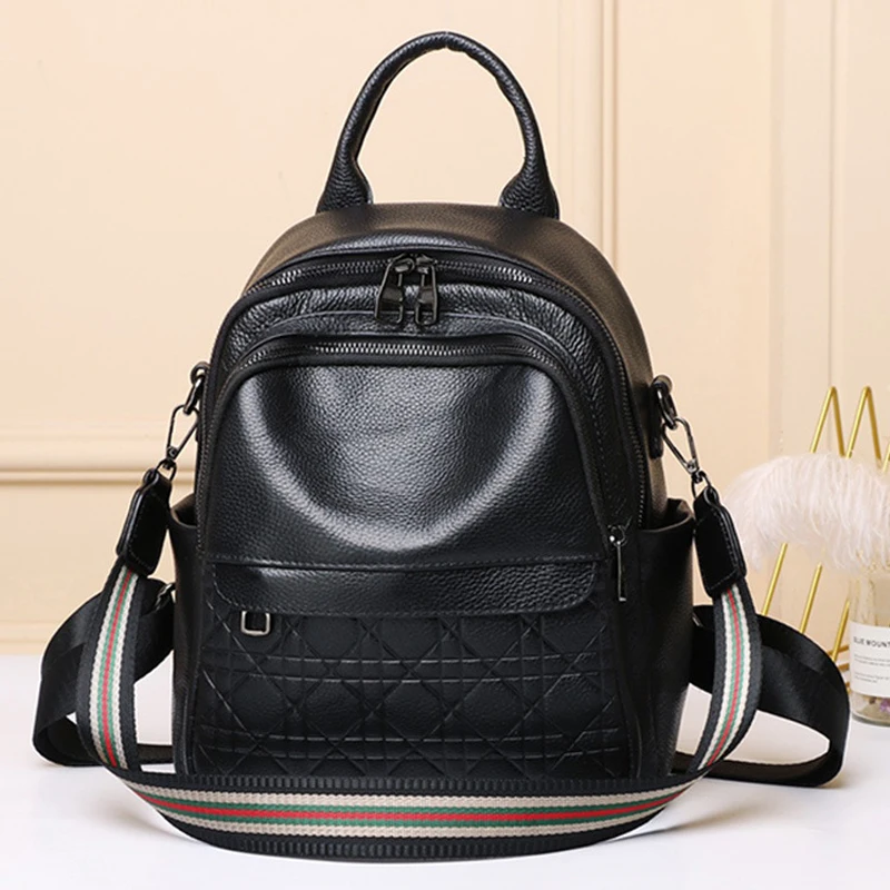 

Leather backpack high capacity Real cowhide backpack female bag High Quality Genuine Leather