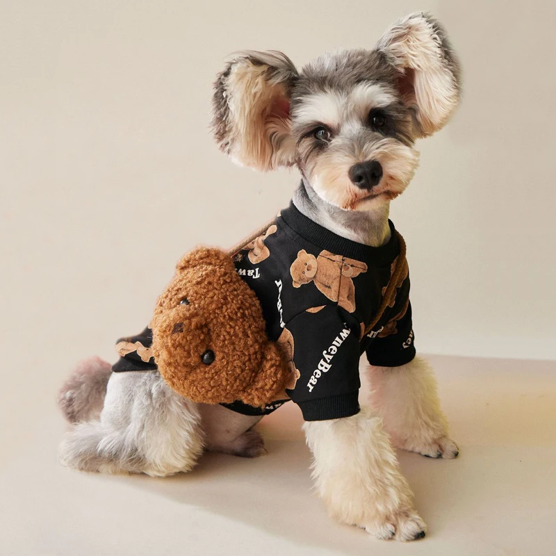 

Женская футболка для собаки, Весенняя хлопковая рубашка с сумкой для домашних животных шнауцера, бульдога, роскошная дизайнерская одежда д...