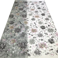 multicolor swiss african bridal embroidered floral beaded lace fabric luxury quality sequence flower tulle mesh for sewing dress
