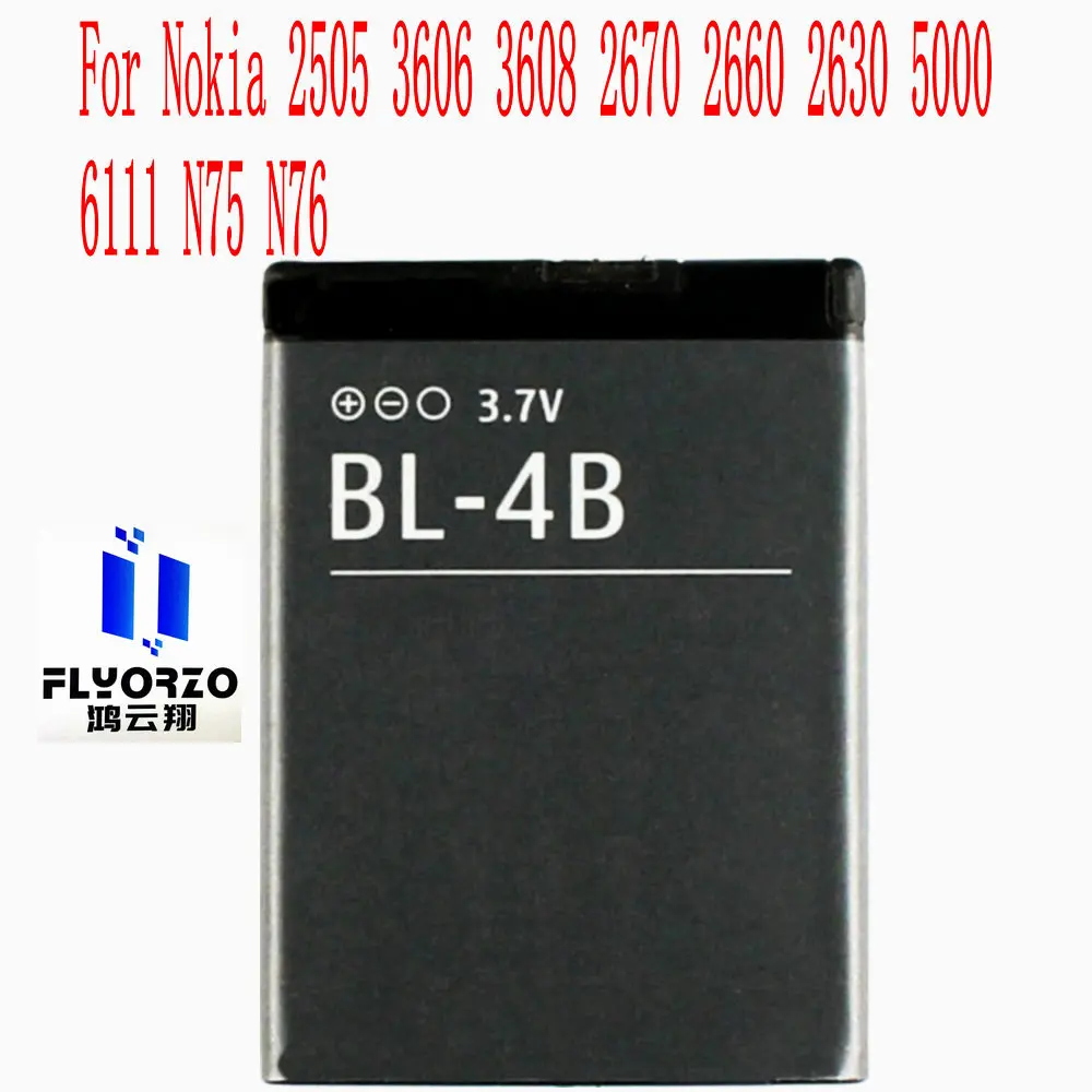 100% абсолютно новый высокое качество 700 мА/ч BL-4B батарея для Nokia 2505 3606 3608 2670 2660 2630 5000