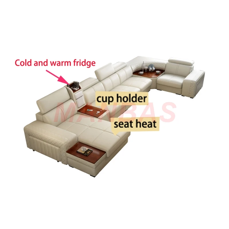 Диван для гостиной из натуральной кожи салонный диван с функцией подогрева
