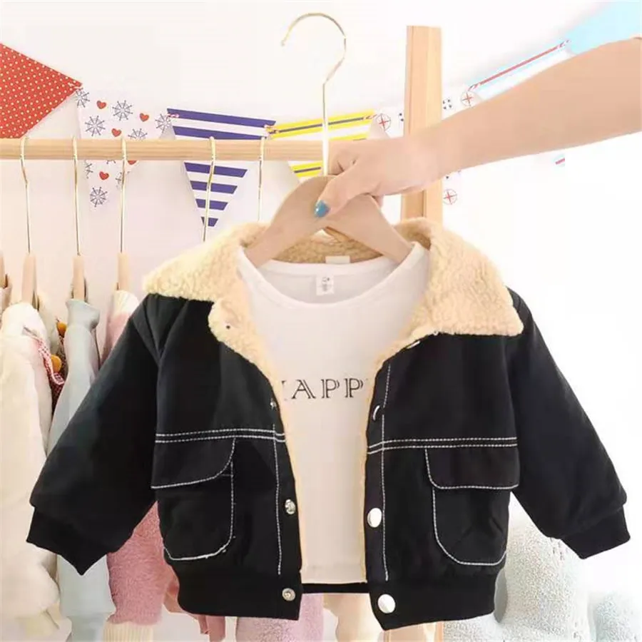 

Демисезонная теплая джинсовая куртка для маленьких девочек и мальчиков, 2020