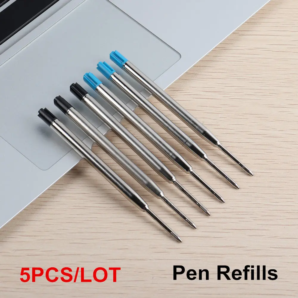 5PCS Pen Refills GENKKY шариковая ручка, пресс стиль, коммерческие металлические шариковые ручки для школы, офиса, стержень, автоматическая шариковая ручка, чернила, черный, синий - Цвет: 5PCS Pen Refills