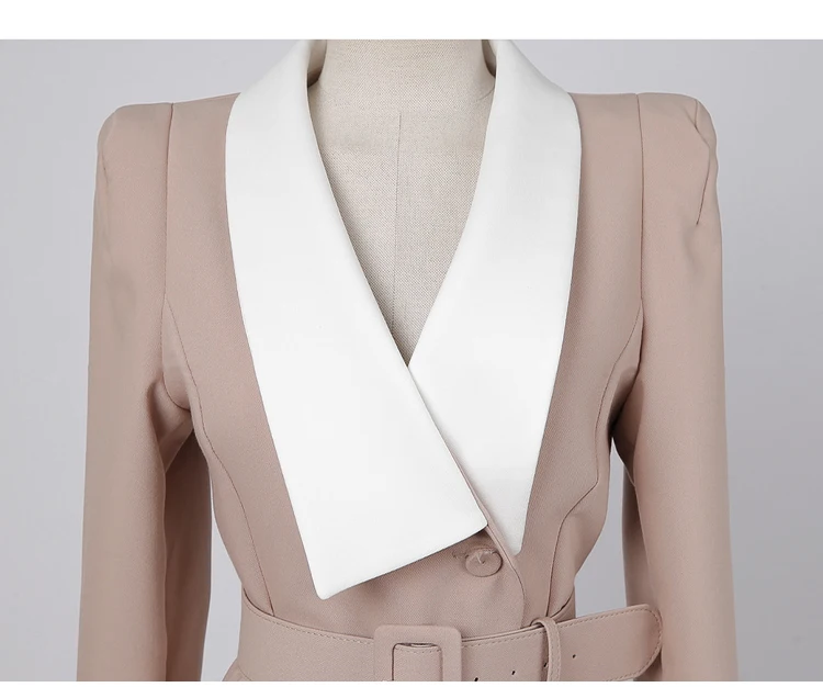 

2020 Runway Women Autumn High Waist Vintage Dress Elegant Single Breasted OL Business Slim Work Splicing Dress Vestidos