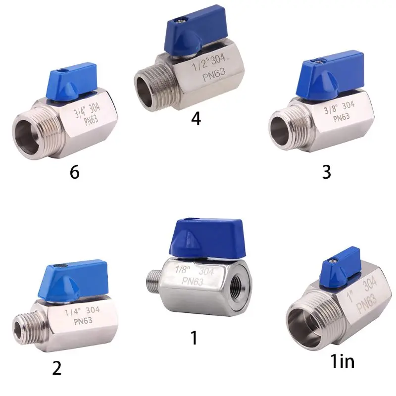 

PN63 Stainless Steel 2 Way Mini Ball Valve Female to Male 1in/1"/2"/3"/4"/6" SS304 Brewer High Quality Hardware Home