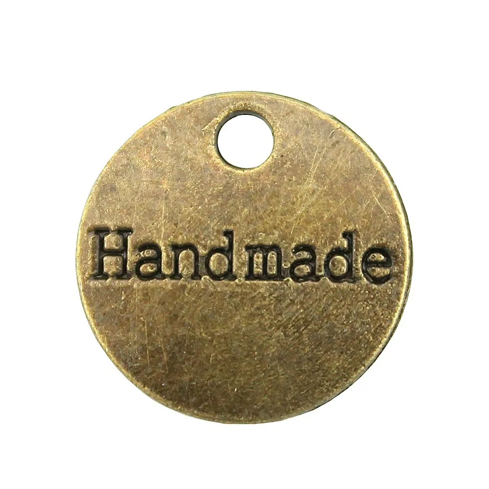 20 штук очарование ручной работы тег круглый Двусторонняя Подвеска под бронзу