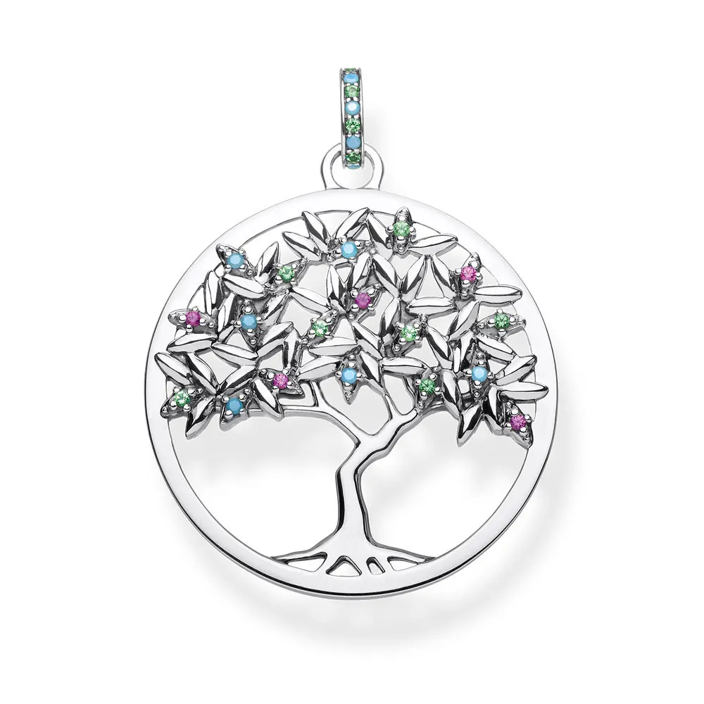 Кулон Life of Tree голубой зеленый розовый браслет из стерлингового серебра 925 пробы с