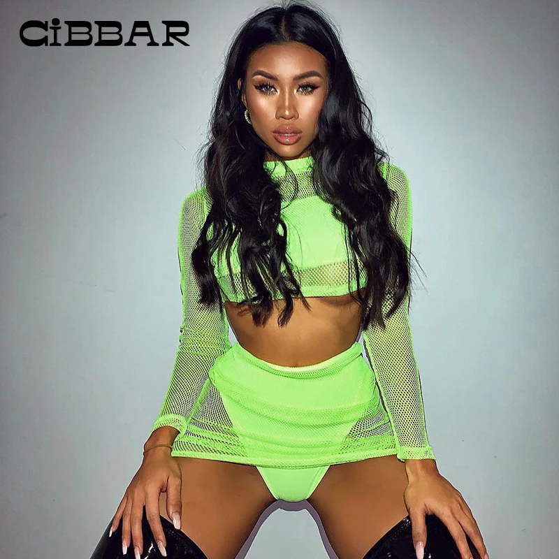 

CIBBAR Solid Mesh Double Layer Sexy Hot Night Clubwear Mini Skirt Women High Waist Hipster Sheath Body-Shaping Female Skrits New