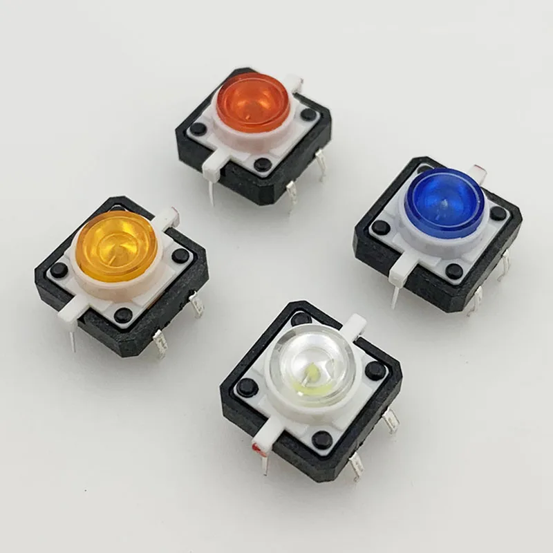 

50Pcs 12*12 12X12 7H SWITCH TACT LED PUSH BUTTON MICRO SWITCH Lockless Self-recovery white red blue green yellow