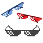 Солнцезащитные очки Thug Life для мужчин и женщин, модные прикольные винтажные забавные темные очки с кодировкой пикселей, 8 бит