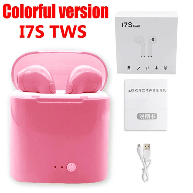 I7STWS Coloful PINK WPAIER I7S TWS новое обновление I7 TWS-mini Bluetooth наушники портативные беспроводные наушники с зарядным устройством мини bluetooth гарнитуры - Цвет: I7STWS Coloful PINK