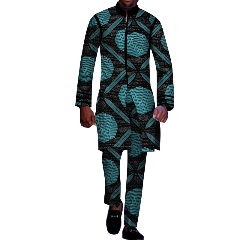 

Dashiki Mens Top Pant Set 2 Pcs Outfit Set African Men Clothes Riche African Clothing For Men Dashiki Shirt With Trouser WYN233