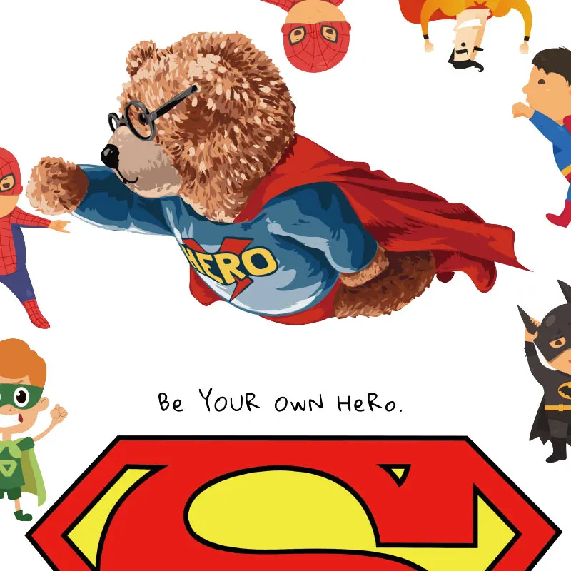 

Super Bear Hero Animals Patches on Clothes Iron-on Transfers for Clothing Thermoadhesive Patches Thermal Stickers Fusible Patch