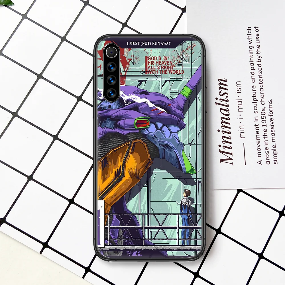 

Anime EVA Evangelion Phone Case Cover For XIAOMI Redmi Note 3 4 4X 5 6 7 8 9 Pro T S Max black Back Painting Bumper Trend Etui