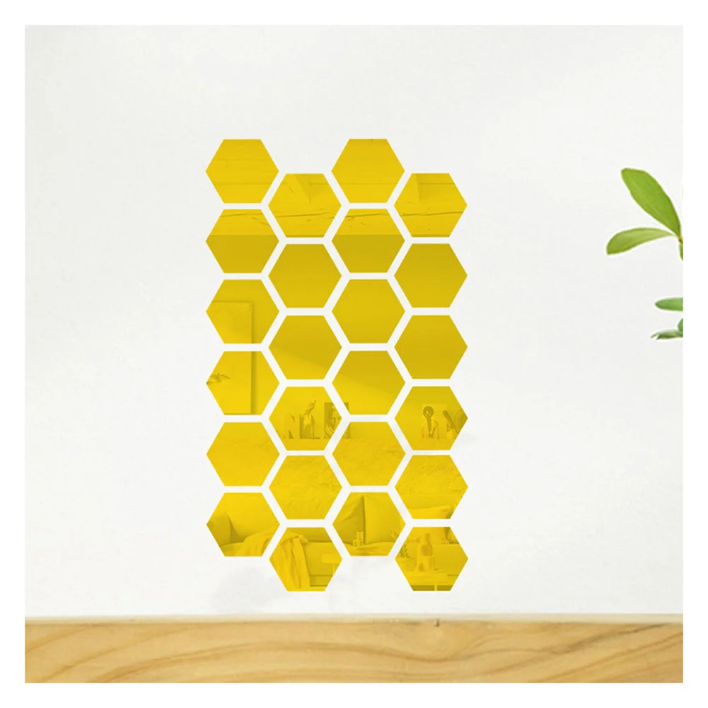 12 шт шестигранные зеркальные настенные наклейки DIY художественное украшение для