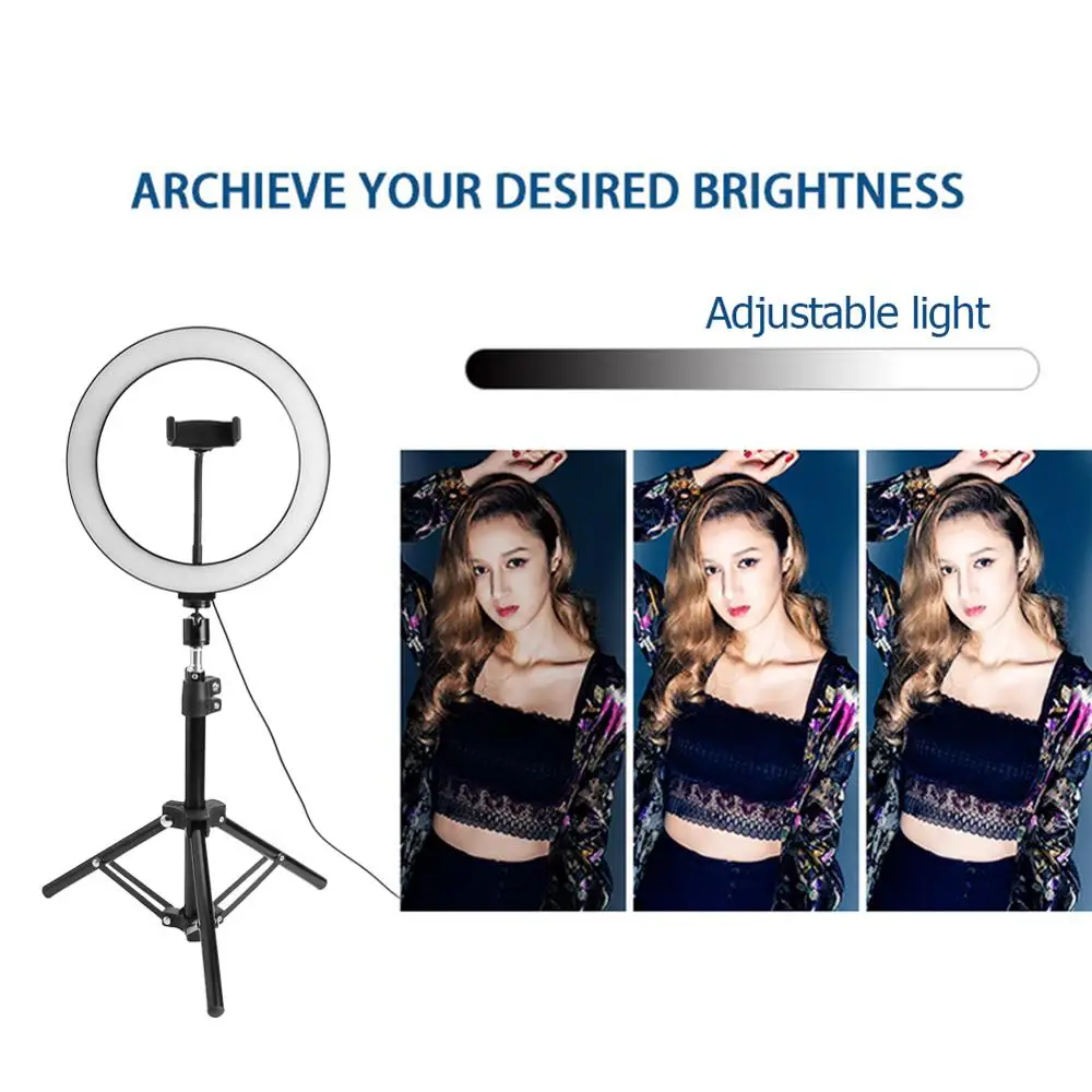 Светодиодный кольцевой светильник для селфи 10 дюймов с держателем телефона USB