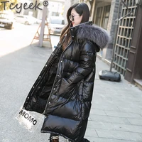 tcyeek womens winter down jacket 2020 long coat female warm hooded parkas woman raccoon dog fur collar 2020 mujer chaqueta 40