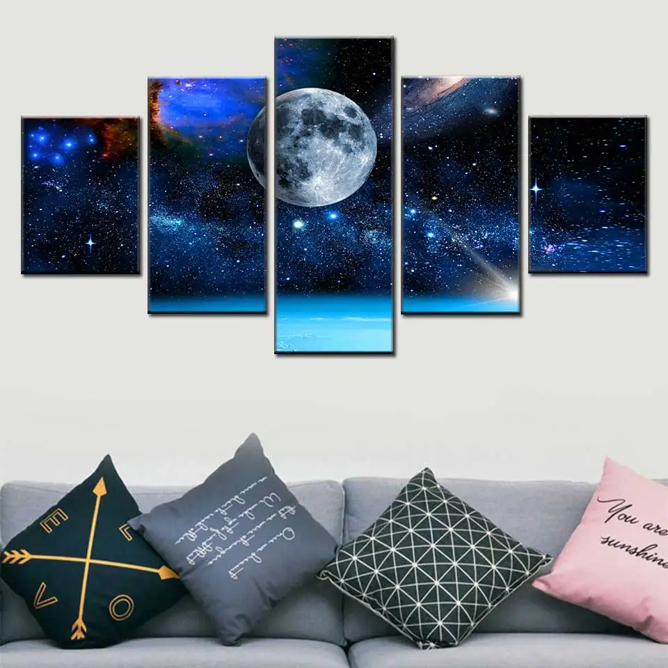 HD Печать на холсте картина 5 панелей мир Земли Космическая Звезда скандинавский