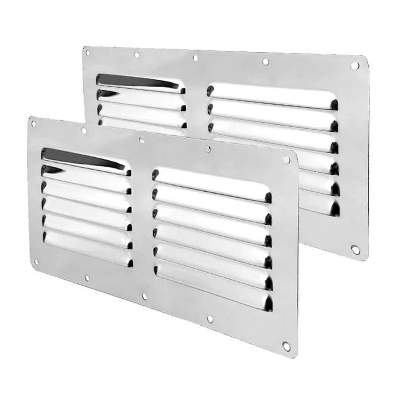 Boat Accessories 2X Stainless Steel Air Vent Grille Wall Ducting Cover Ventilation Louvre 4.53*9.13 Inches