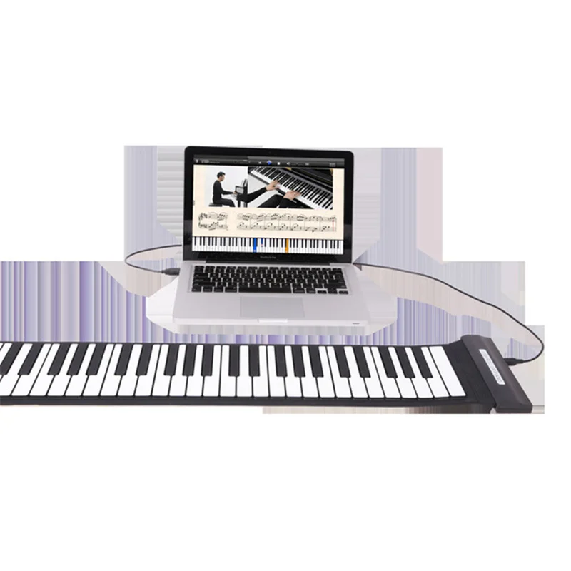 88 Key Midi Keyboard Foldable Silicon Hand Roll Electronic Piano USB Flexible Soft Music Keyboard Musical Instrument Adult Piano