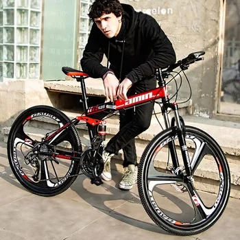 24"/26" Inch Folding Mountain Bikes Bicycle for Adult Students. Variable Speed, Double Disc Brake, Shock Absorption Mountain Bikes Bicycle 1