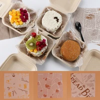 50pcsset bento hamburge cake packaging paper oil proof tray absorbent box pad paper home kitchen plate baking accessories