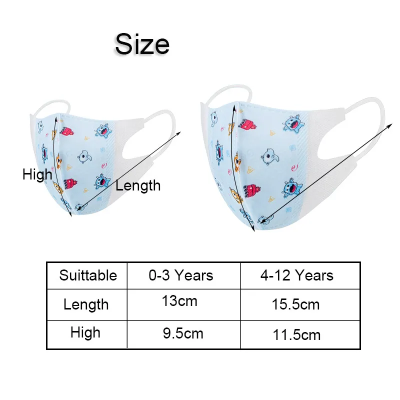 

20 PCS Kids Children's Baby Face Mask Disposable Face Mouth Masks Cartoon 3ply Ear Loop Dust Proof Pollution-proof Face Cover