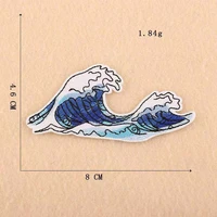 10pcslot embroidery patches letters clothing decoration accessories blue sea wave flower sun diy iron heat transfer applique