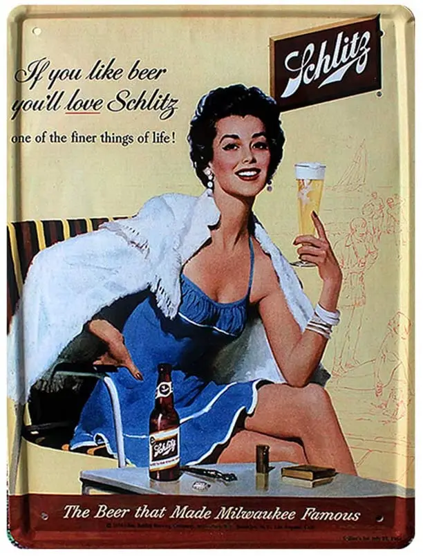 

EICOCO Sexy Girl Schlitz Beer Pub bar(20x30cm) Retro Metal Tin Vintage Wall Art Sign