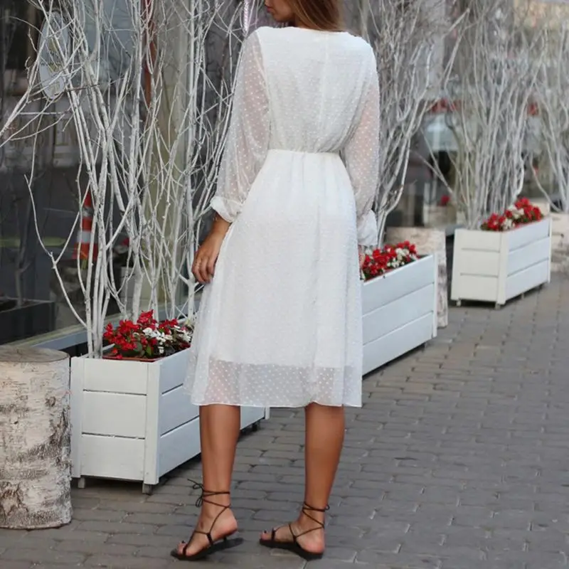 Летнее женское платье в горошек Vestidos VONDA, винтажное повседневное свободное богемное пляжное платье, офисный женский сарафан размера плюс