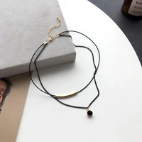 daily wear street photography pure black double layer clavicle chain gao leng yujie fan personality pendant necklace female
