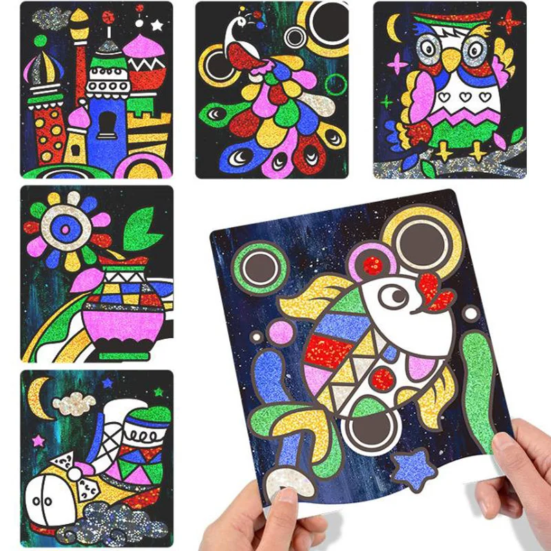 DIY Magic Color Scratch Painting Stencil for Drawing Art Sticker Paper Craft Set Kids Creative Educational Toys Children | Игрушки и