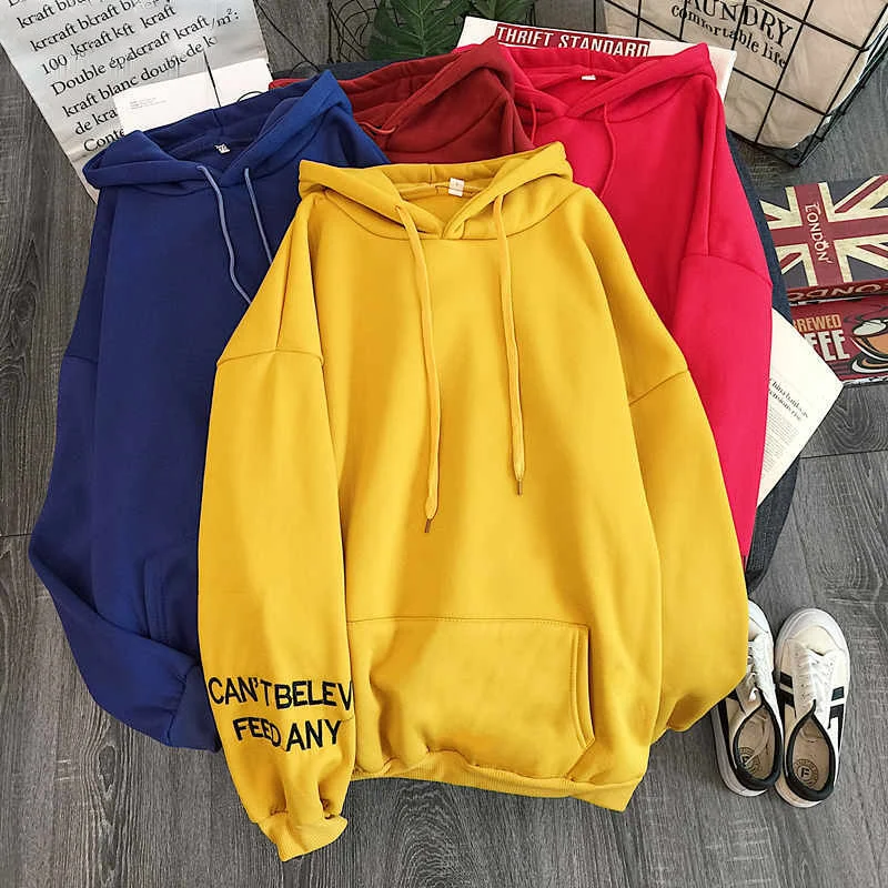 Женская толстовка с капюшоном зимняя теплая свободная буквенным принтом