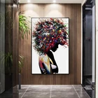 Современная цветная живопись, Африканская женщина, граффити, искусство на холсте, картины, настенные плакаты и принты, Настенная картина, украшение для дома