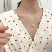 trendy heart shaped pearl pendant necklace for women girls elegant necklace party jewelry accessories gifts for girlfriends