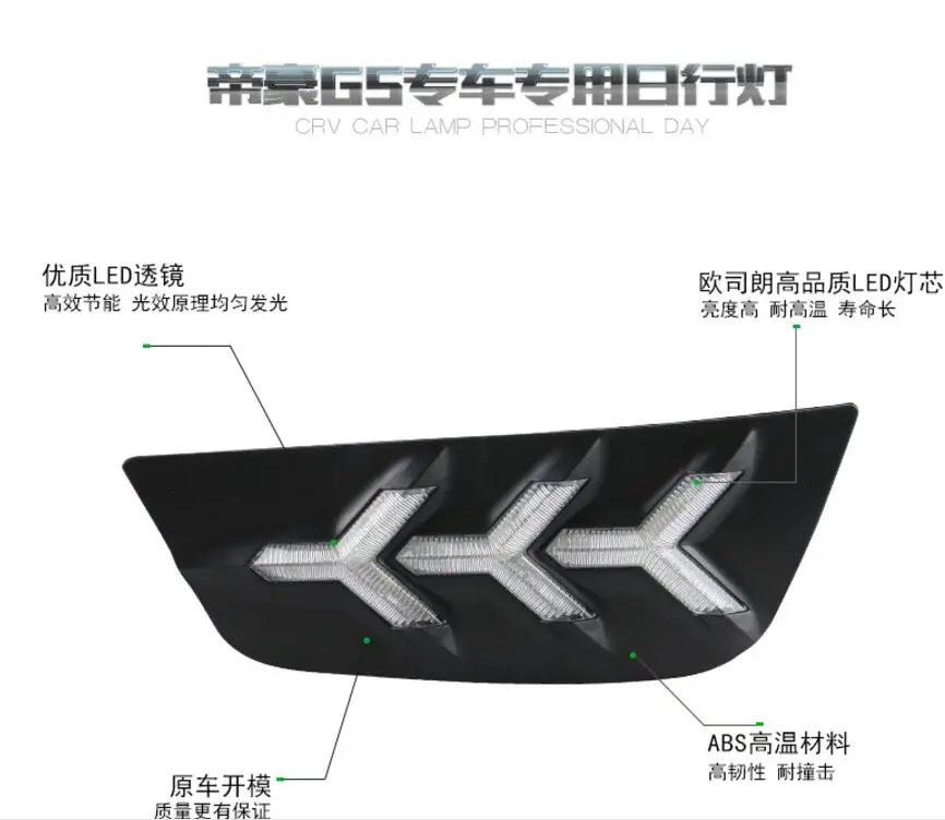 Год для Geely Emgrand GS дневной свет Автомобильные аксессуары светодиодный DRL фары для Geely GS противотуманные фары