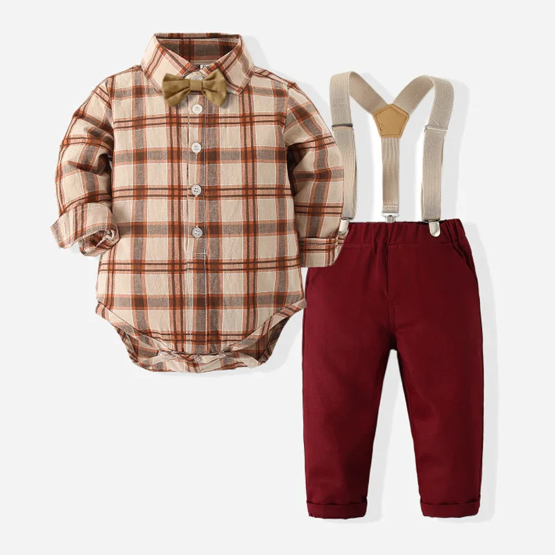 Children Boys Bowknot Clothes Set Baby Gentleman High Quality T-shirt + Jeans Pants Toddler Boy Clothing Children's Rom | Детская