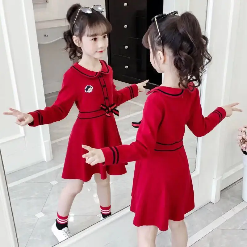 2022 Girls Dress Spring Autumn Kids Children College Wind Cotton Long Sleeve Casual Princess For | Детская одежда и обувь