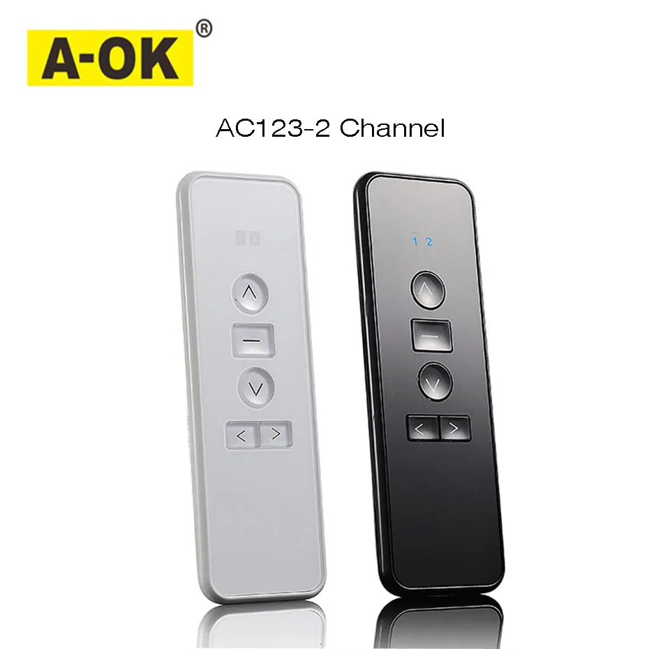 A-OK RF433 Remote Controller AC123-01 AC123-02 AC123-06 AC123-16 for A-OK RF433 Curtain Motor,White/Black Color Optional