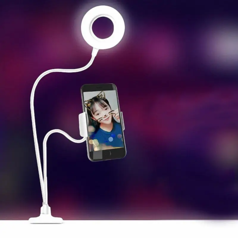 Кольцевой светильник для селфи с подставка держатель сотового телефона живого