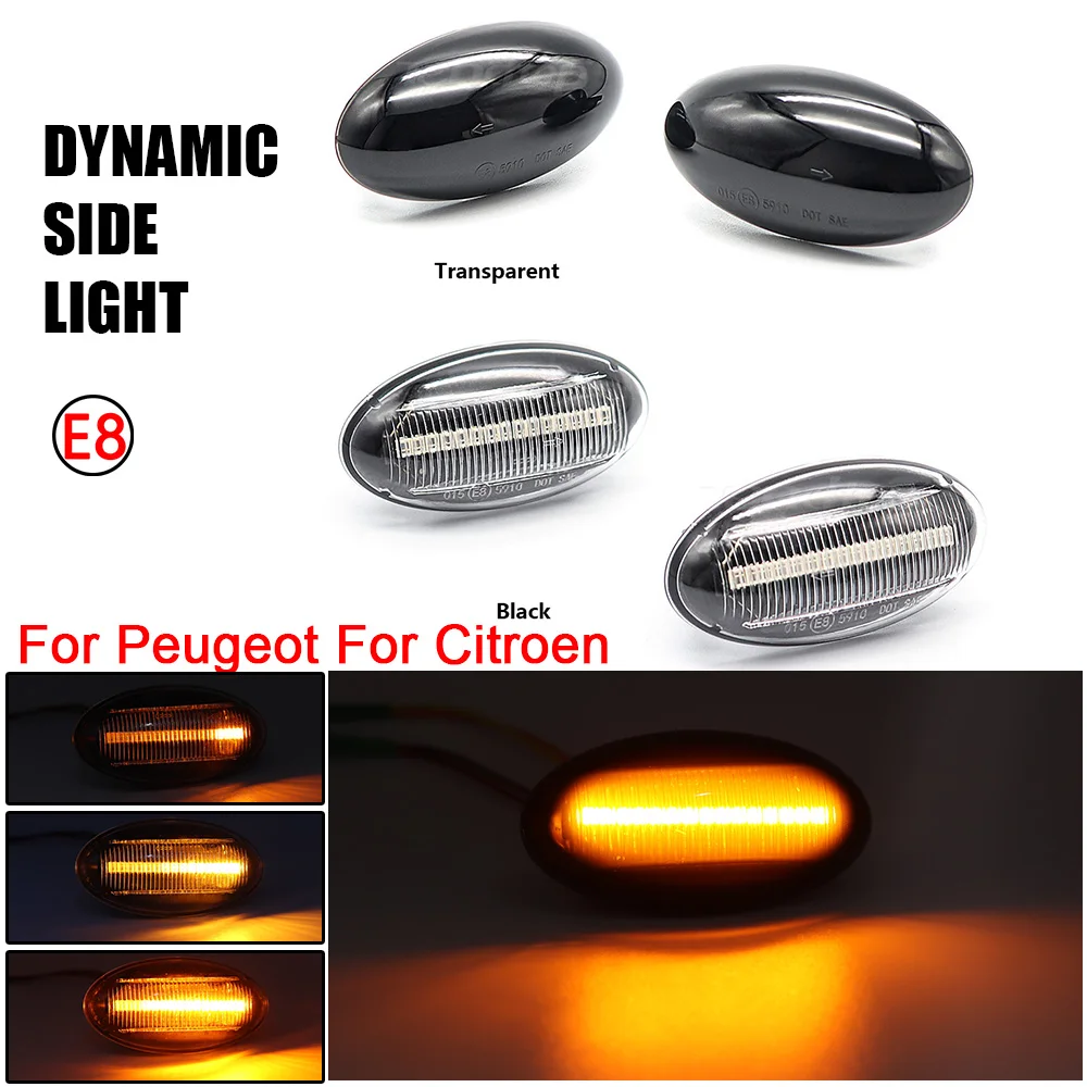 2X светодиодный динамический Поворотная сигнальная лампа мигалка для Peugeot 307 206 407