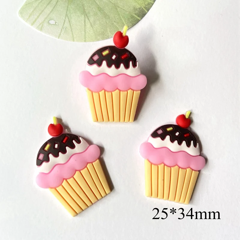 12pcs sweet cup cake rubber flatback supplies diy hat headwear hair clips bows center jewelry making phone shell accessories free global shipping