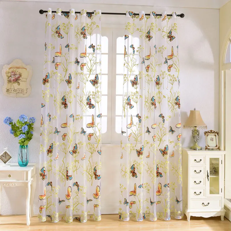 Тюлевые шторы с желтыми бабочками для гостиной спальни окна кухни прозрачные